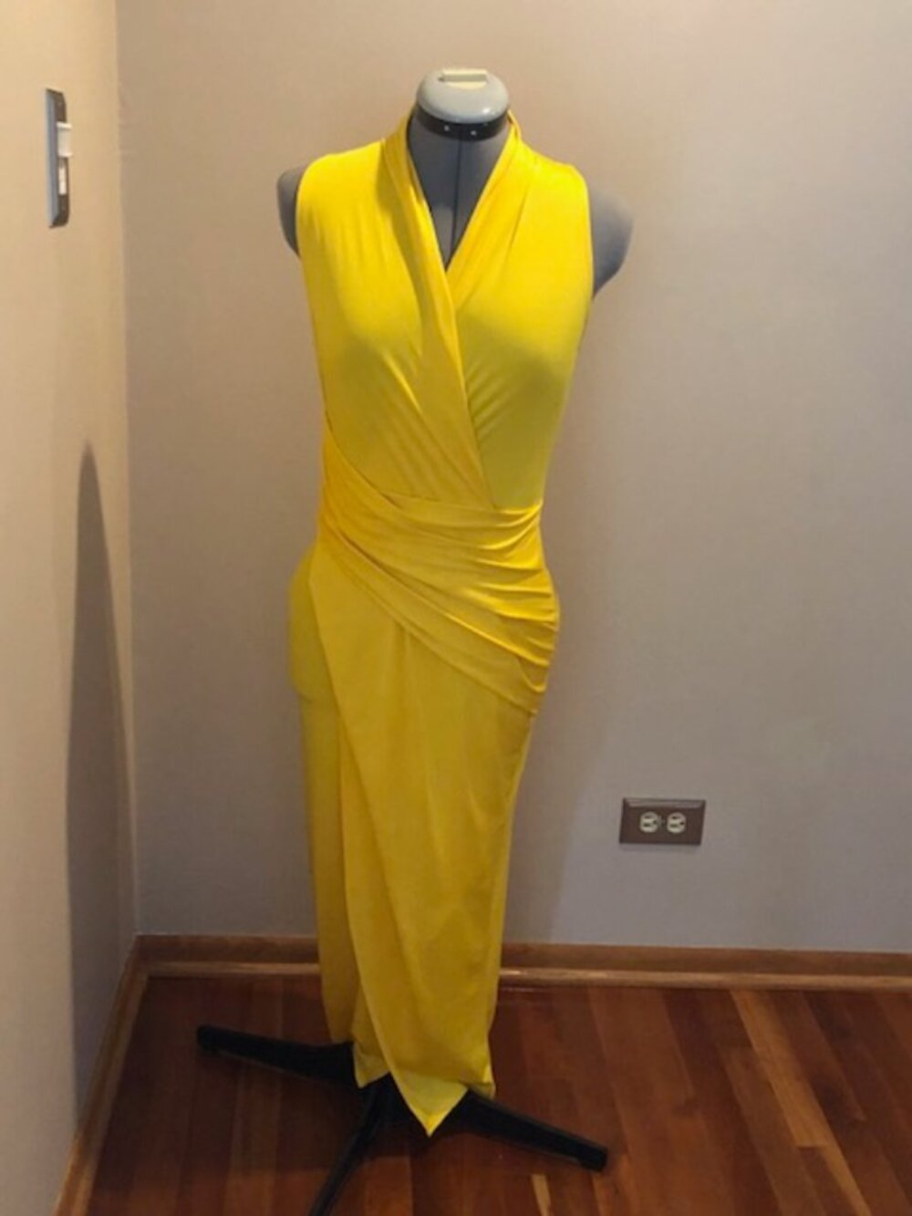 BRIGHT YELLOW RACHEL ROY EVENING SIZE S SCULPTURED DRESS
